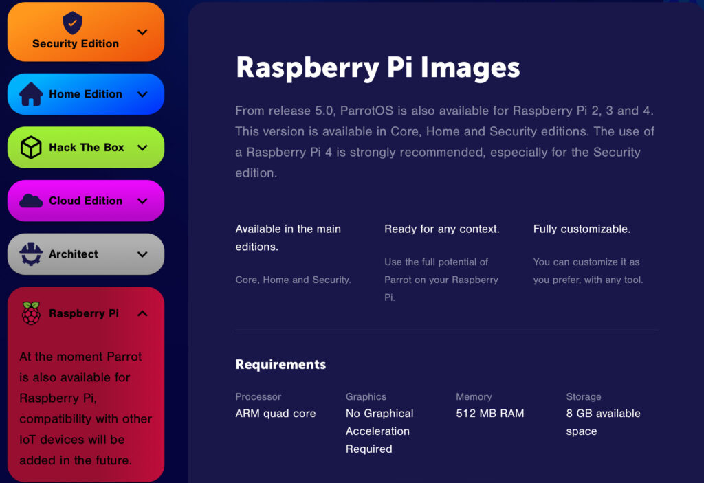 Parrot OS fr Raspberry Pi