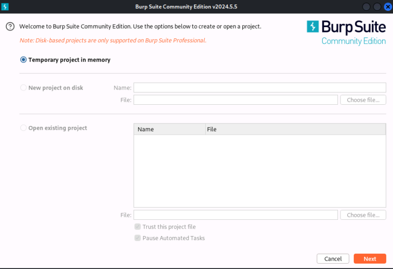 burp suite atart settings 1