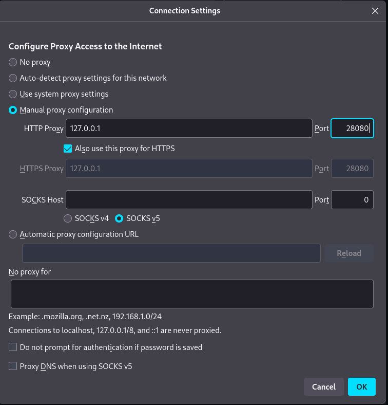 proxy settings