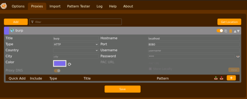 Proxy setting