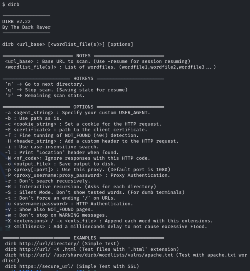 DirbでWEBサイト内検索 | kali linux覚え書き