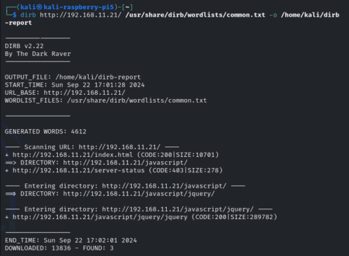 DirbでWEBサイト内検索 | kali linux覚え書き