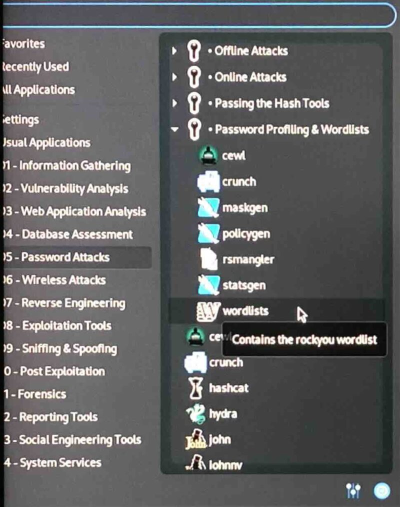 wordlists kali