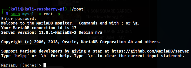 sudo mysql