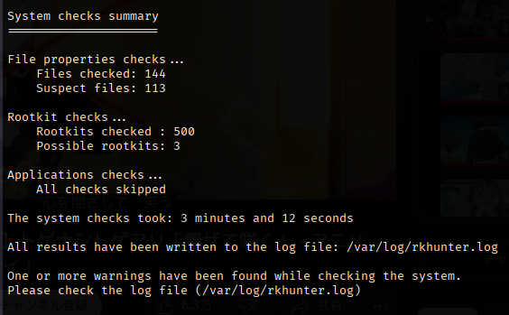 rkhunter --check summary