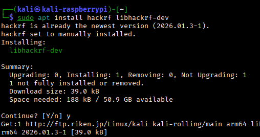 install libhackrf-dev