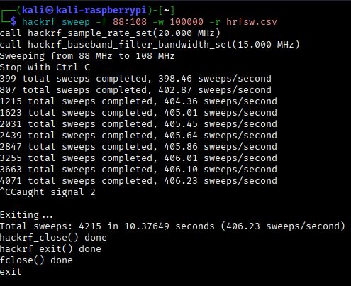 hackrf_sweep -r