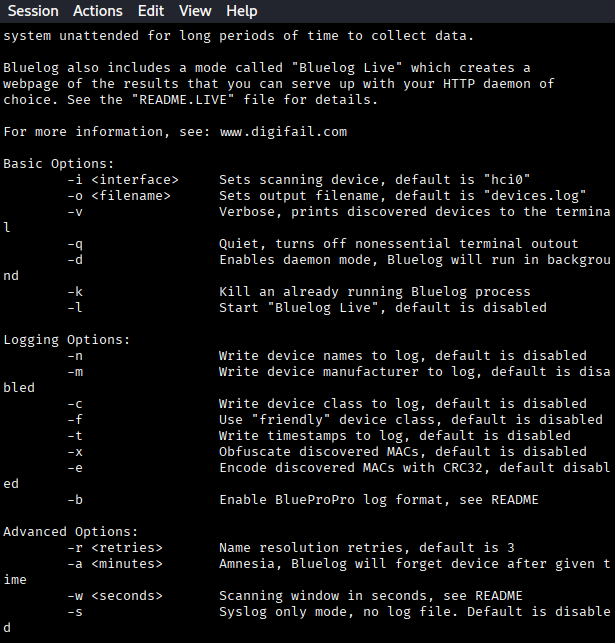 bluelog --help