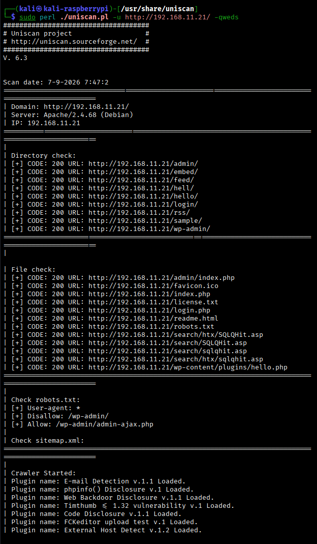 sudo perl ./uniscan.pl