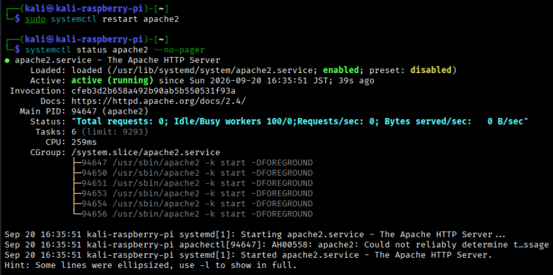 restart apache2
