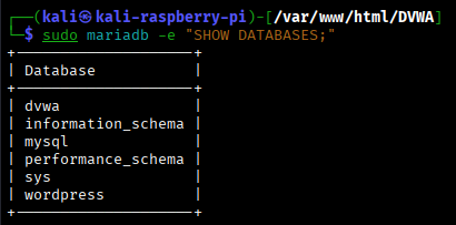 mariadb -e