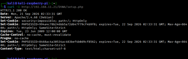 curl /DVWA/setup.php