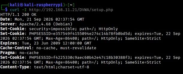 curl /DVWA/setup.php 2