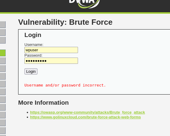 login failure